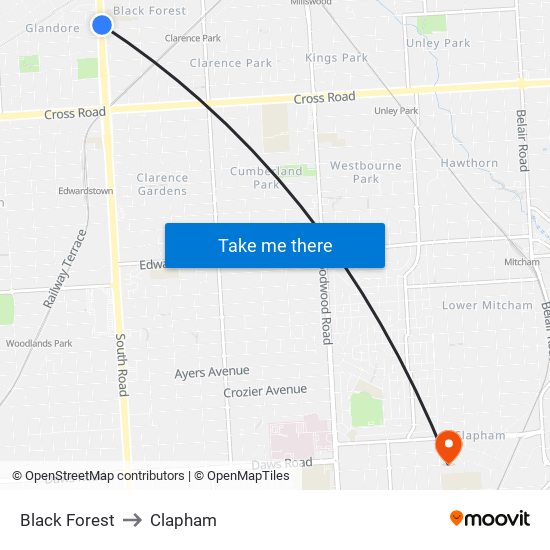 Black Forest to Clapham map