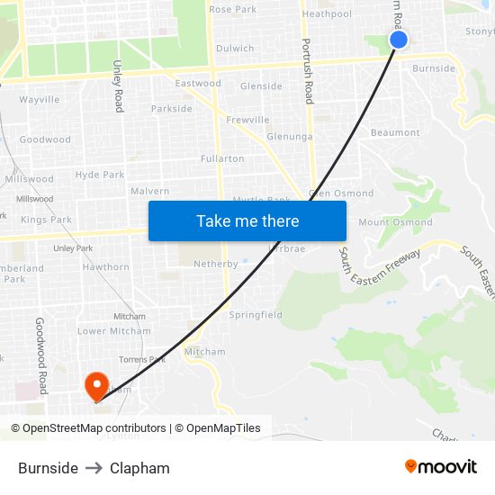 Burnside to Clapham map