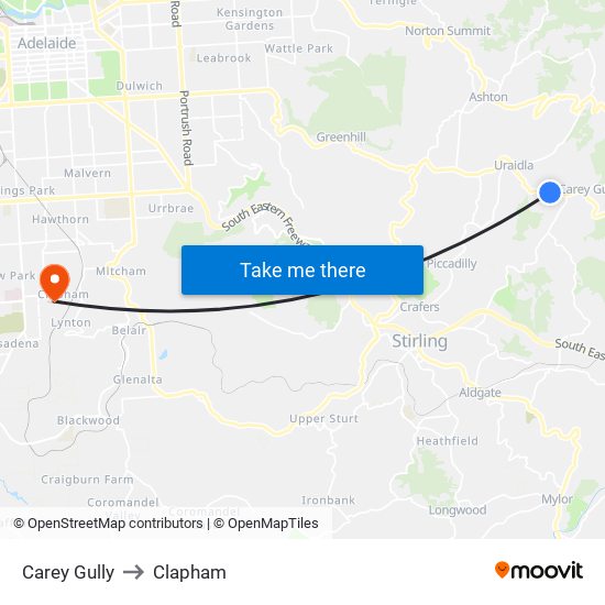 Carey Gully to Clapham map