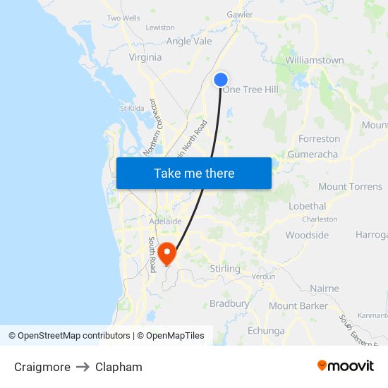 Craigmore to Clapham map