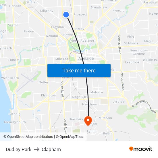 Dudley Park to Clapham map