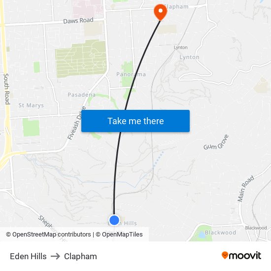 Eden Hills to Clapham map