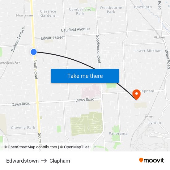 Edwardstown to Clapham map