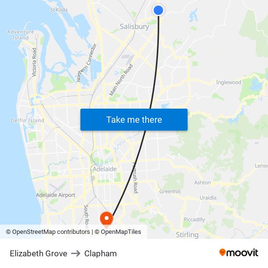 Elizabeth Grove to Clapham map