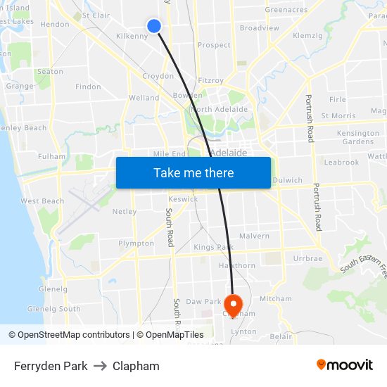 Ferryden Park to Clapham map