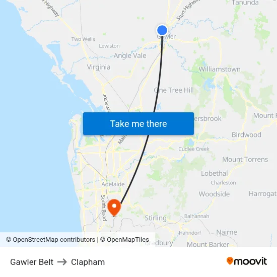 Gawler Belt to Clapham map