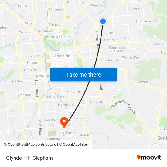 Glynde to Clapham map