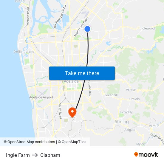 Ingle Farm to Clapham map