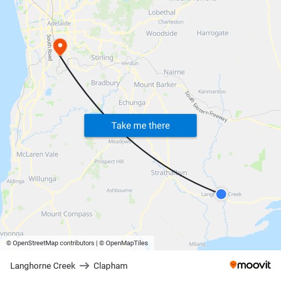 Langhorne Creek to Clapham map