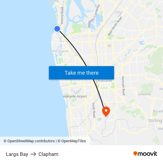 Largs Bay to Clapham map