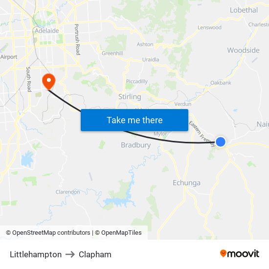 Littlehampton to Clapham map