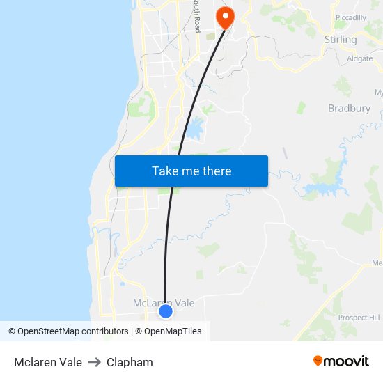 Mclaren Vale to Clapham map