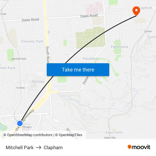 Mitchell Park to Clapham map