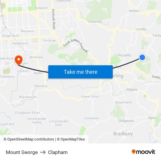 Mount George to Clapham map