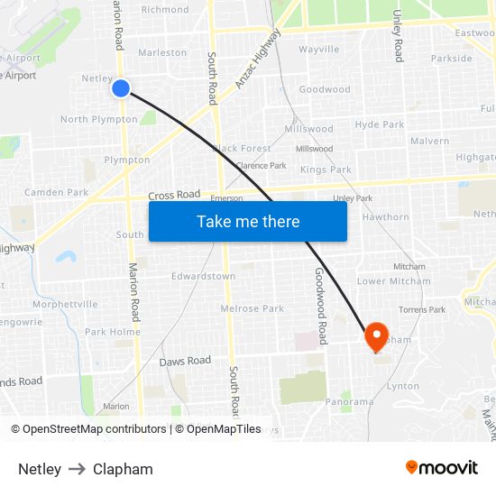 Netley to Clapham map