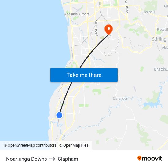 Noarlunga Downs to Clapham map