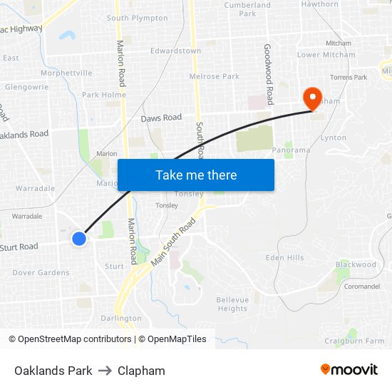 Oaklands Park to Clapham map