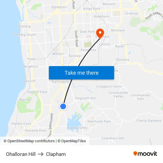 Ohalloran Hill to Clapham map