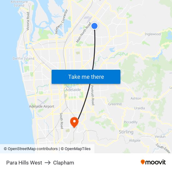 Para Hills West to Clapham map