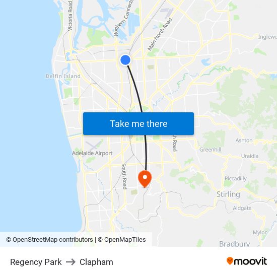 Regency Park to Clapham map