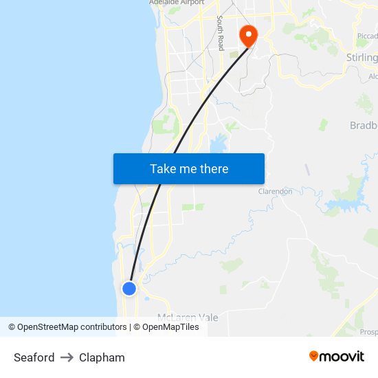 Seaford to Clapham map