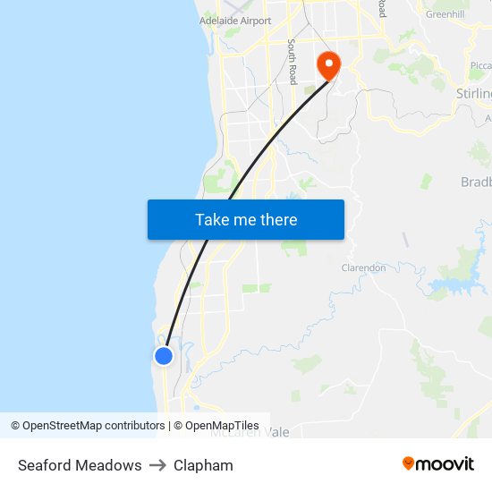 Seaford Meadows to Clapham map