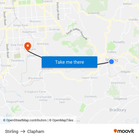 Stirling to Clapham map