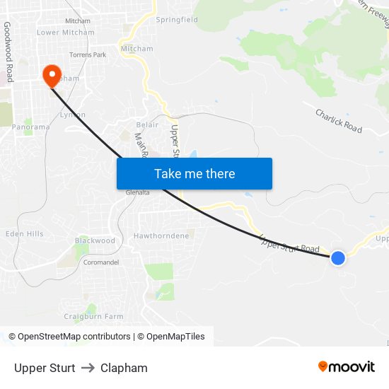 Upper Sturt to Clapham map