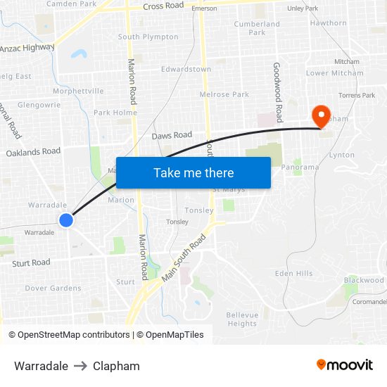 Warradale to Clapham map