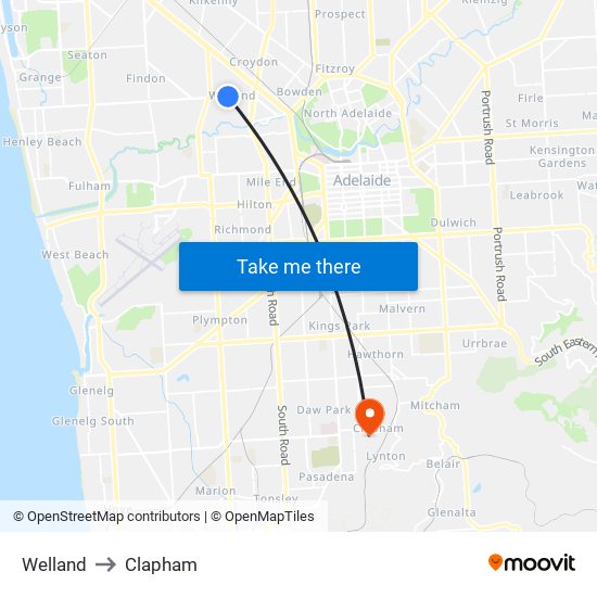 Welland to Clapham map