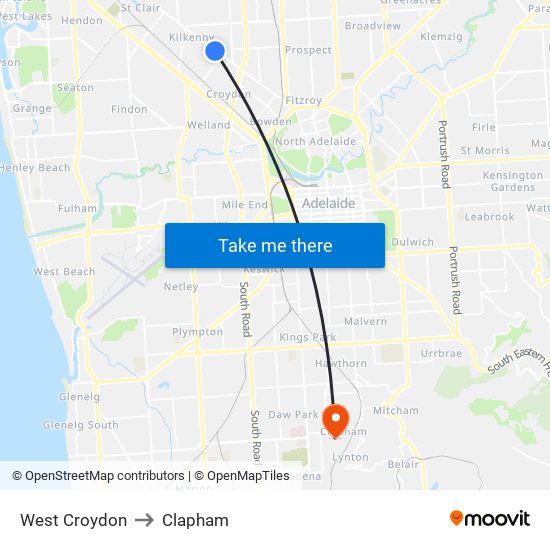 West Croydon to Clapham map