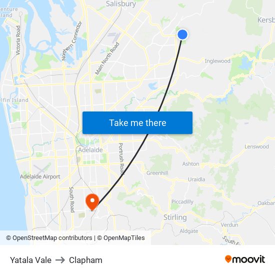 Yatala Vale to Clapham map