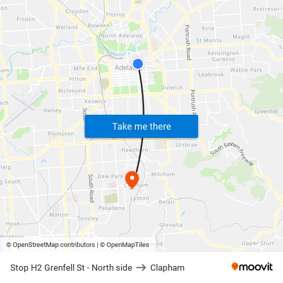 Stop H2 Grenfell St - North side to Clapham map