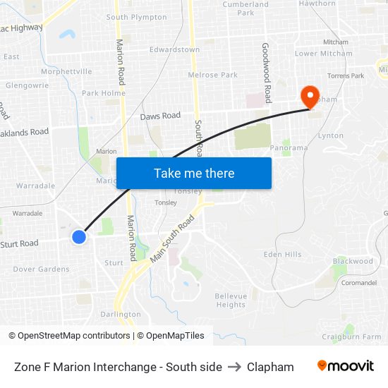 Zone F Marion Interchange - South side to Clapham map