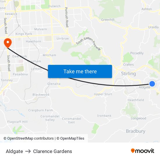 Aldgate to Clarence Gardens map