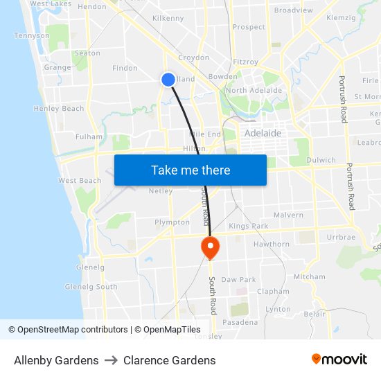 Allenby Gardens to Clarence Gardens map
