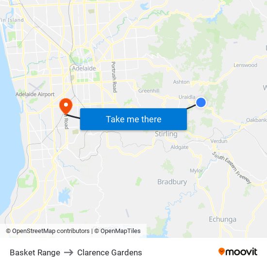 Basket Range to Clarence Gardens map