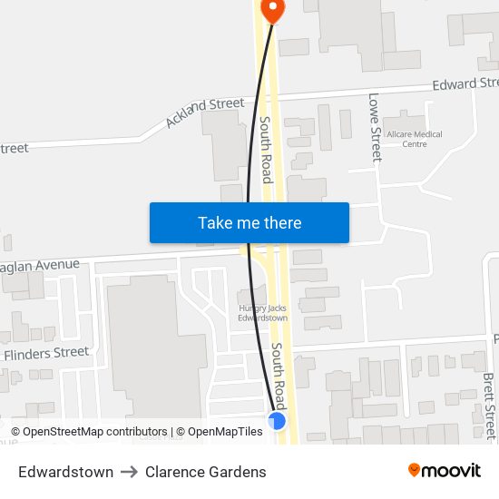 Edwardstown to Clarence Gardens map