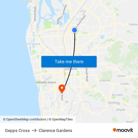 Gepps Cross to Clarence Gardens map