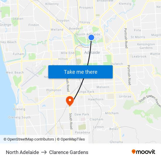 North Adelaide to Clarence Gardens map