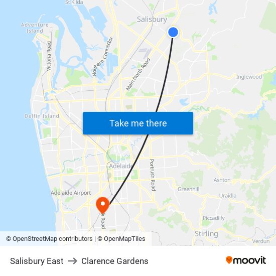 Salisbury East to Clarence Gardens map