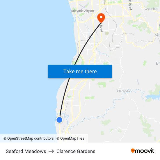 Seaford Meadows to Clarence Gardens map