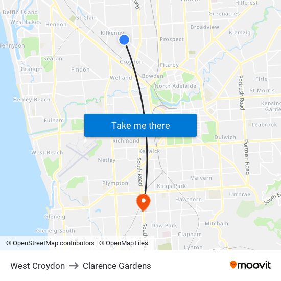 West Croydon to Clarence Gardens map