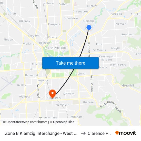 Zone B Klemzig Interchange - West side to Clarence Park map