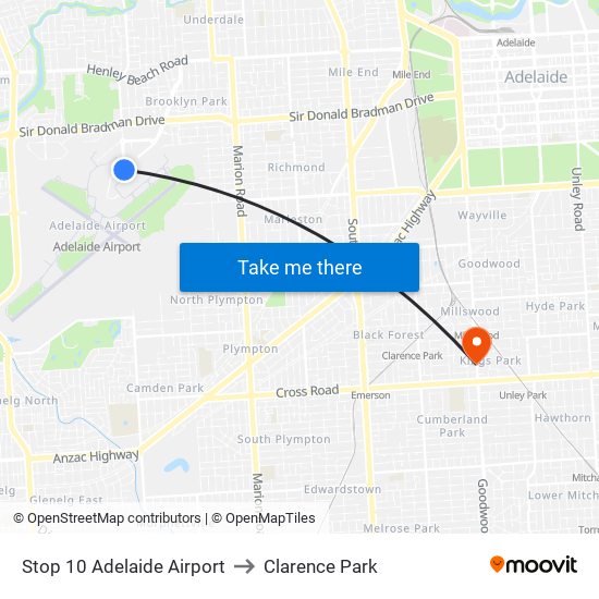 Stop 10 Adelaide Airport to Clarence Park map