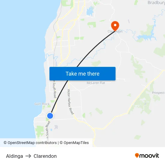 Aldinga to Clarendon map
