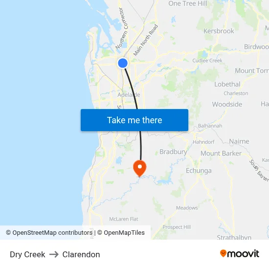 Dry Creek to Clarendon map