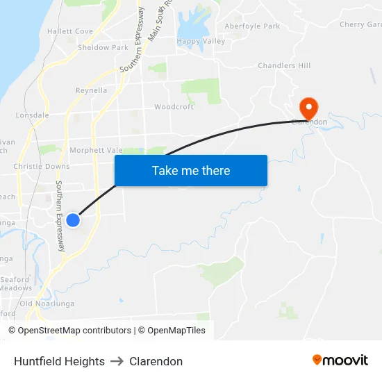 Huntfield Heights to Clarendon map