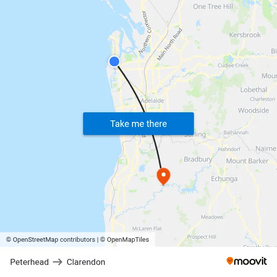 Peterhead to Clarendon map