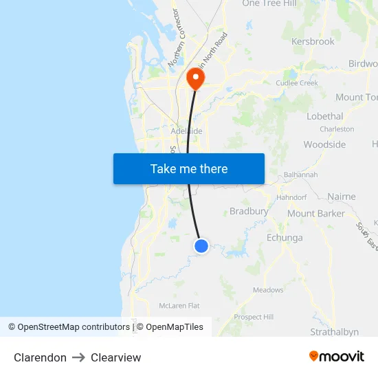 Clarendon to Clearview map